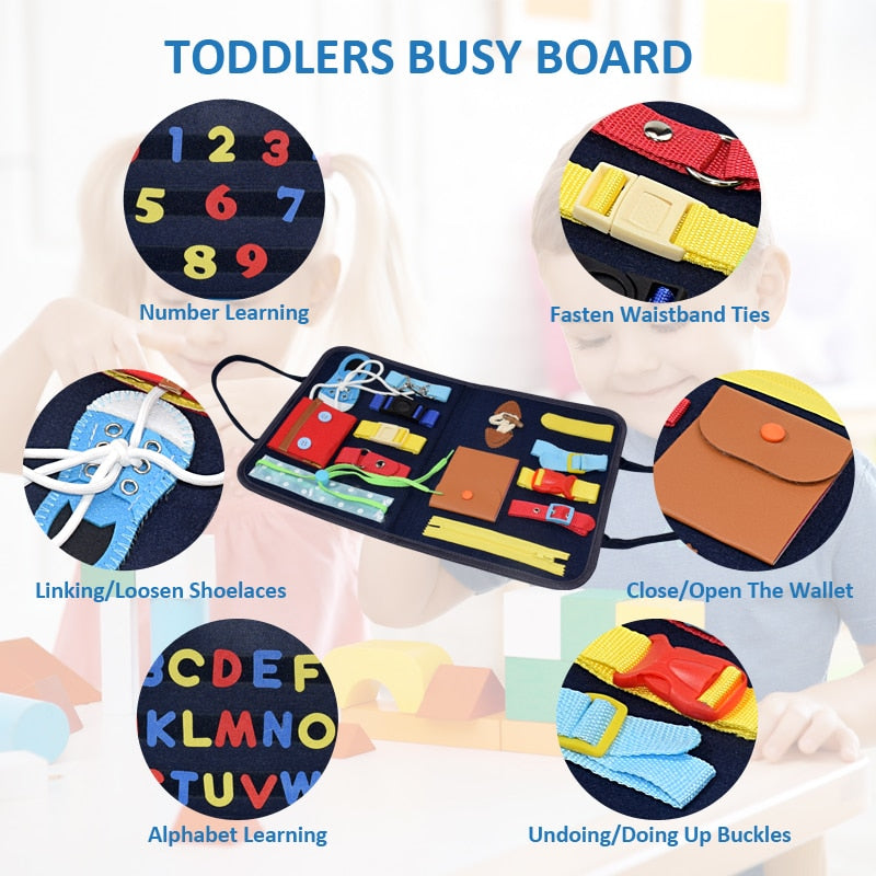 Kids Busy Board Buckle Montessori